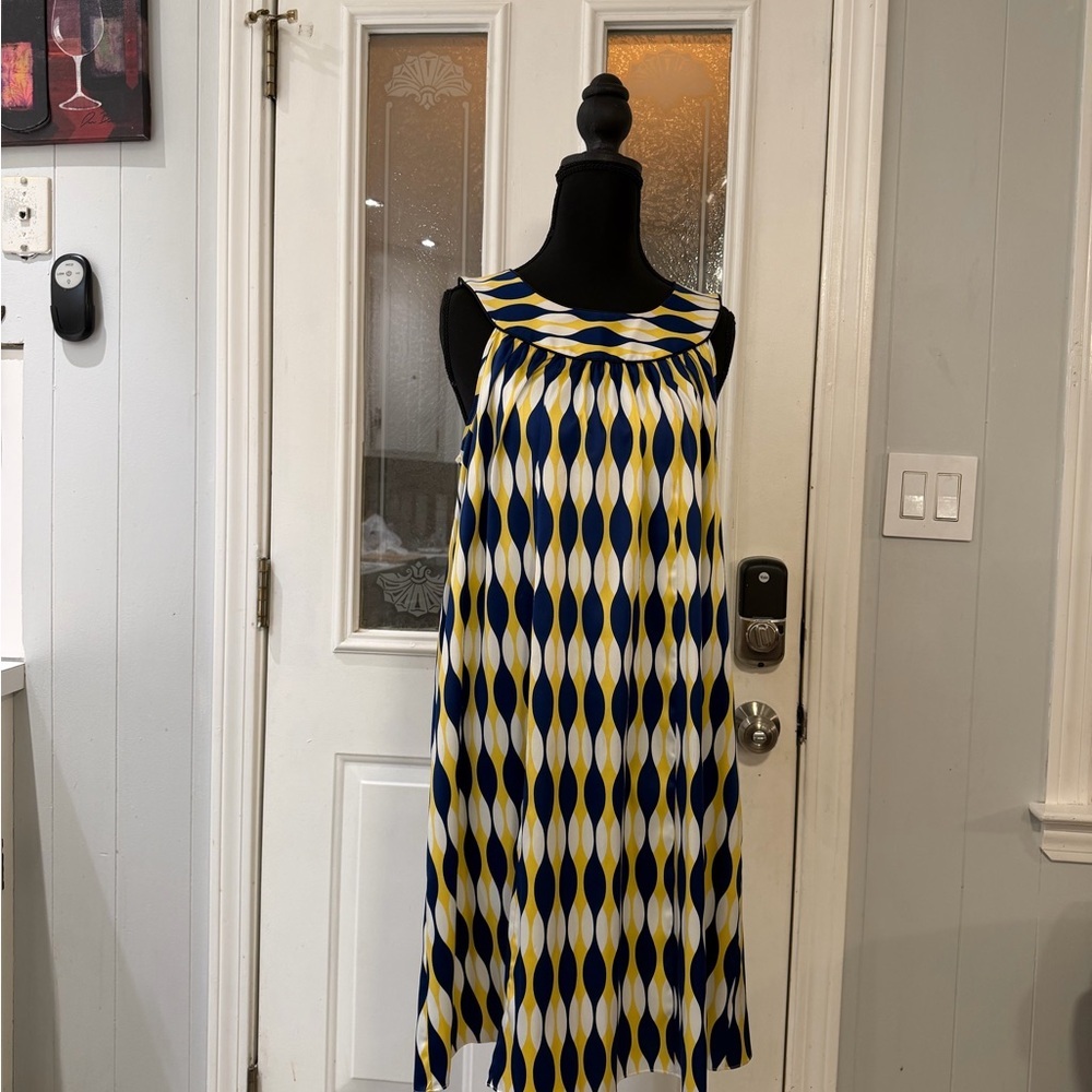 Style & Co. Vibrant Yellow and Navy Midi Dress